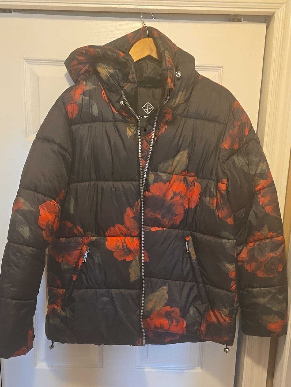 Point Zero Cozy Black Quilted Jacket with Logo Patch